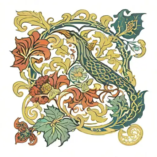 Sanderson tally ho William morris art nouveau patterns tattoo design idea