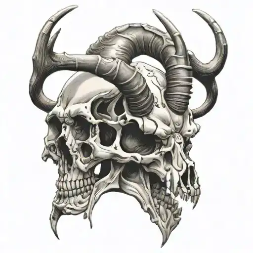 deer skull with copperhead snake. make it a 10 pointer. gnarly looking. the snake ic crawling through the skull tattoo design idea