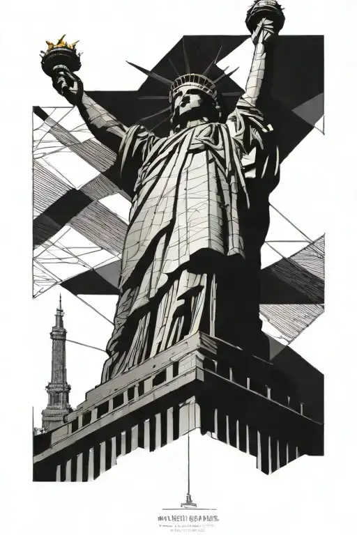 Statue of liberty and washington monument tattoo design idea