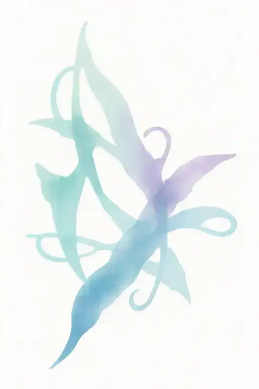 Elizabeth in cursive blue and purple colors.  tattoo design idea