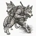 soldier wolf carrying a weapon  tattoo design idea