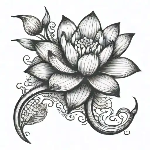 lotus depicting awareness infinity depicts acceptance and waves depicts surrender tattoo design idea