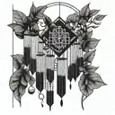 Wind chimes and locust trees tattoo design idea