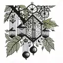 Wind chimes and locust trees tattoo design idea