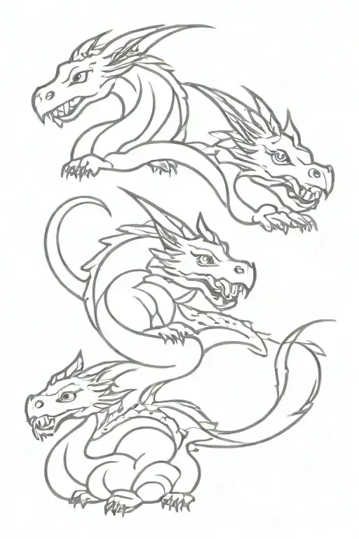 3 cute dragons tattoo design idea