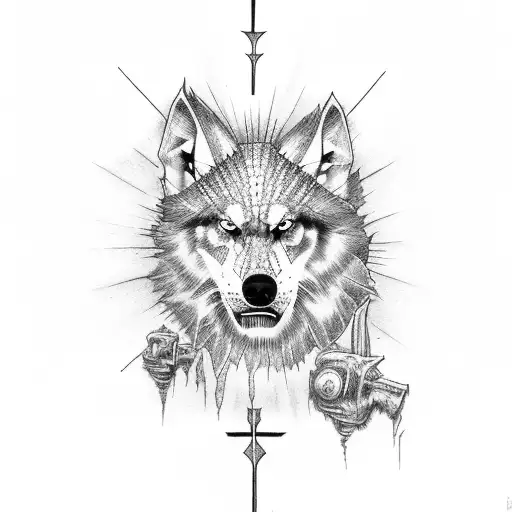Lobo con cristo tattoo design idea