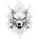 Lobo con jesus tattoo design idea
