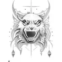 Lobo con jesus tattoo design idea