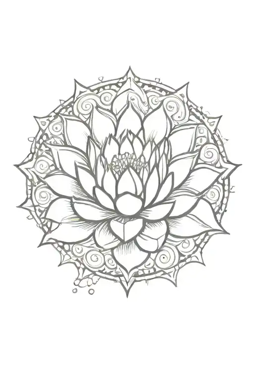 lotus and sun moon tattoo design idea