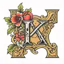 the letter K with a love heart tattoo design idea