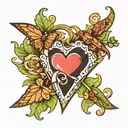 the letter K with a love heart tattoo design idea