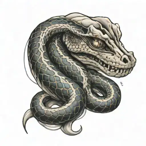 human anatomy with snake wrapped tattoo design idea