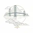 A tattoo design of the Golden Gate Bridge with the Chicago skyline in the background, representing your journey from one city to another in pursuit of your dreams tattoo design idea