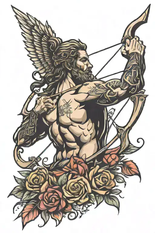 Odysseus bow and arrow tattoo design idea