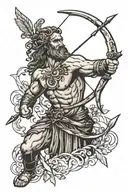 Odysseus bow and arrow tattoo design idea