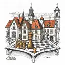 Varaždin old city and chess board tattoo design idea