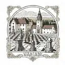Varaždin old city and chess board tattoo design idea