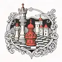 Varaždin old city and chess board tattoo design idea