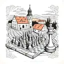 Varaždin old city and chess board tattoo design idea