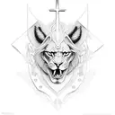 Christian Cross lion anime tattoo design idea