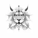 Christian Cross lion anime tattoo design idea