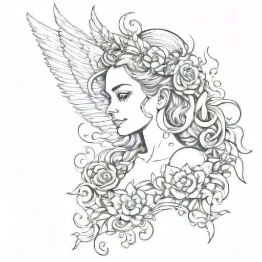 Combine elements of angels and the quote 'El que guarda su boca guarda su alma, pero el que mucho abre sus labios tendrá calamidad' in a unique tattoo design tattoo design idea