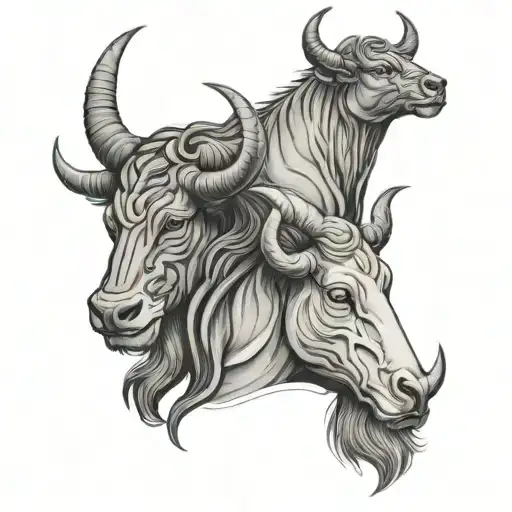 Leo and Taurus couple tattoo design idea