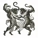 Leo and Taurus couple dancing tattoo design idea