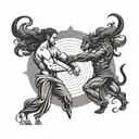 Leo and Taurus couple dancing tattoo design idea