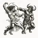 Leo and Taurus couple dancing tattoo design idea