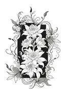 Lily Chrysanthemum Gladeolus bouquet with vines tattoo design idea