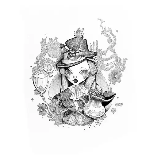 alice in wonderland tattoo design idea