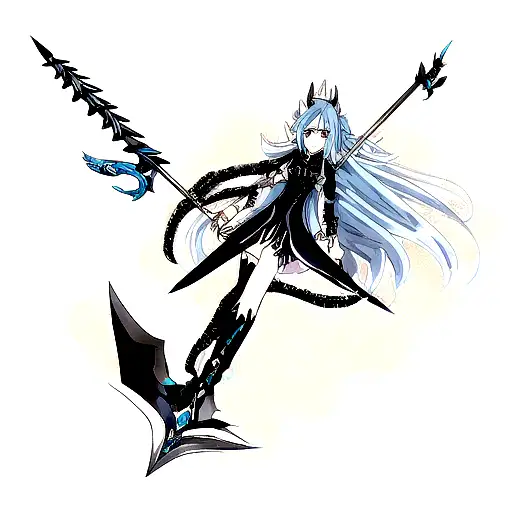feminine black and blue nordic full dragon with an ax tattoo design idea