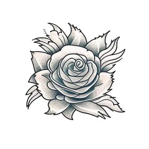 minimalist fox and thistle flower tattoo design idea