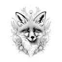 fox and thistle flower tattoo design idea