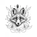 fox and thistle flower tattoo design idea