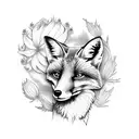 fox and thistle flower tattoo design idea