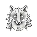 minimalist fox and thistle flower tattoo design idea