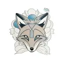 minimalist fox and thistle flower tattoo design idea