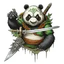 mix between a killer panda and a ninja turtle with a sword in hand tattoo design idea