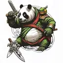 mix between a killer panda and a ninja turtle with a sword in hand tattoo design idea