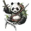 mix between a killer panda and a ninja turtle with a sword in hand tattoo design idea