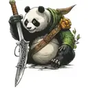 mix between a killer panda and a ninja turtle with a sword in hand tattoo design idea