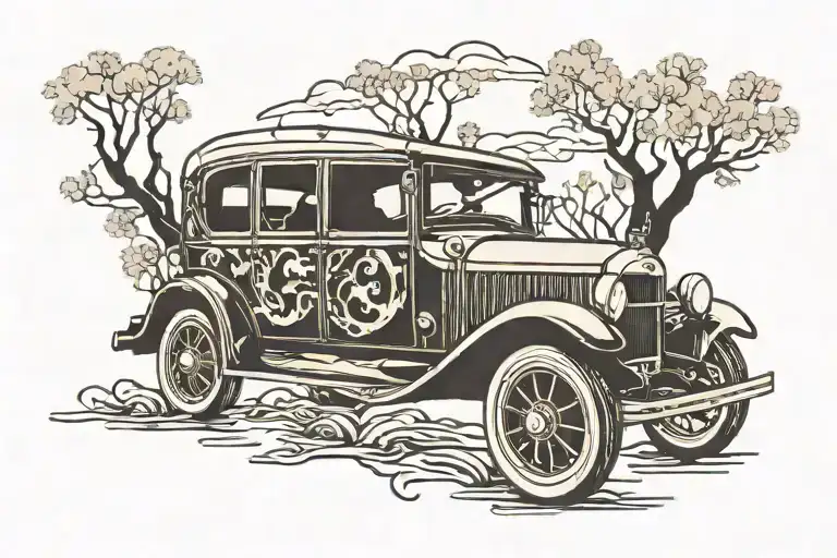 Car silhouette, son tattoo tattoo design idea