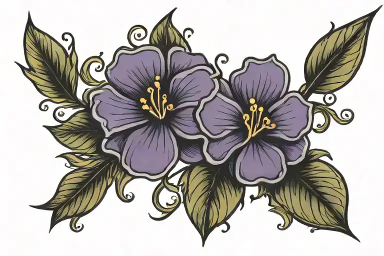 name tattoo, violet flower tattoo design idea