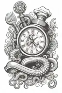 chef knife clock octopus chef kitchen tattoo design idea