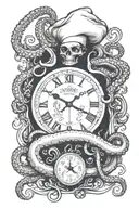 chef knife clock octopus chef kitchen tattoo design idea