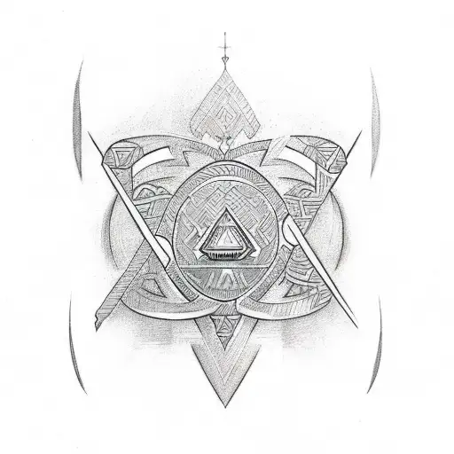 Sketch a Polynesian-inspired half sleeve with symbols of faith intertwined with athletic elements tattoo design idea