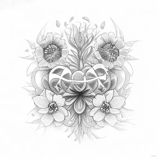 cross with flowers and it says "fearfully and wonderfully made" tattoo design idea