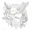 as the painting of the creation of adam with an alien and an astronaut just replace adam and god with them tattoo design idea